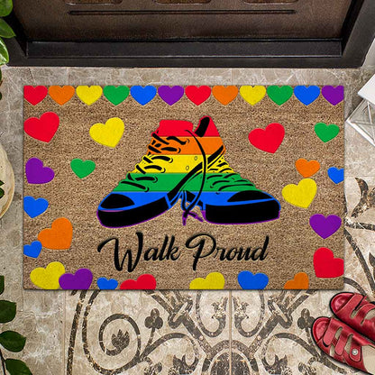 Walk Proud - LGBT Support Coir Pattern Print Doormat