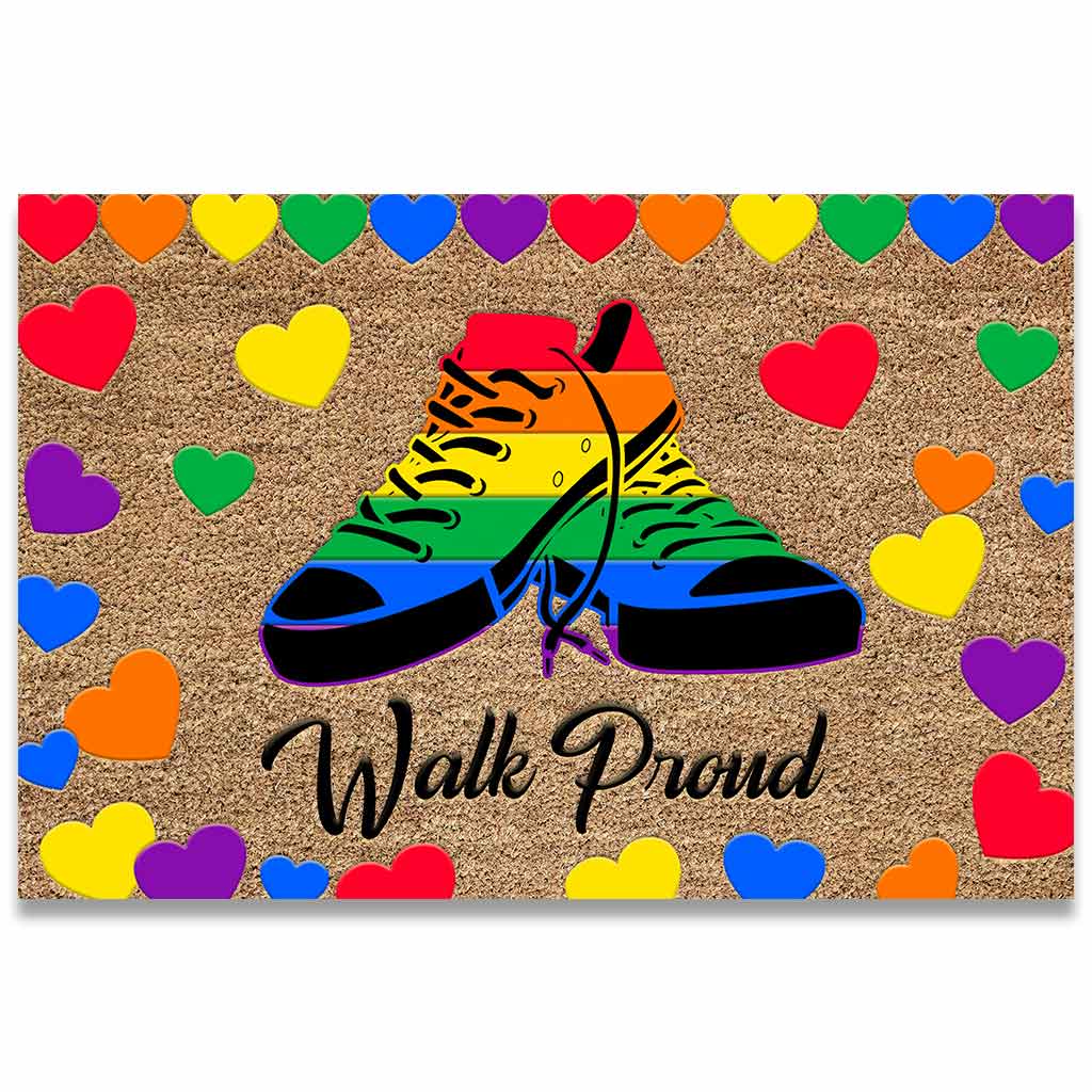 Walk Proud - LGBT Support Coir Pattern Print Doormat