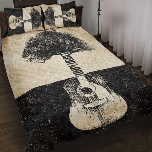 Unplugged Vintage Color - Guitar Quilt Bed Set