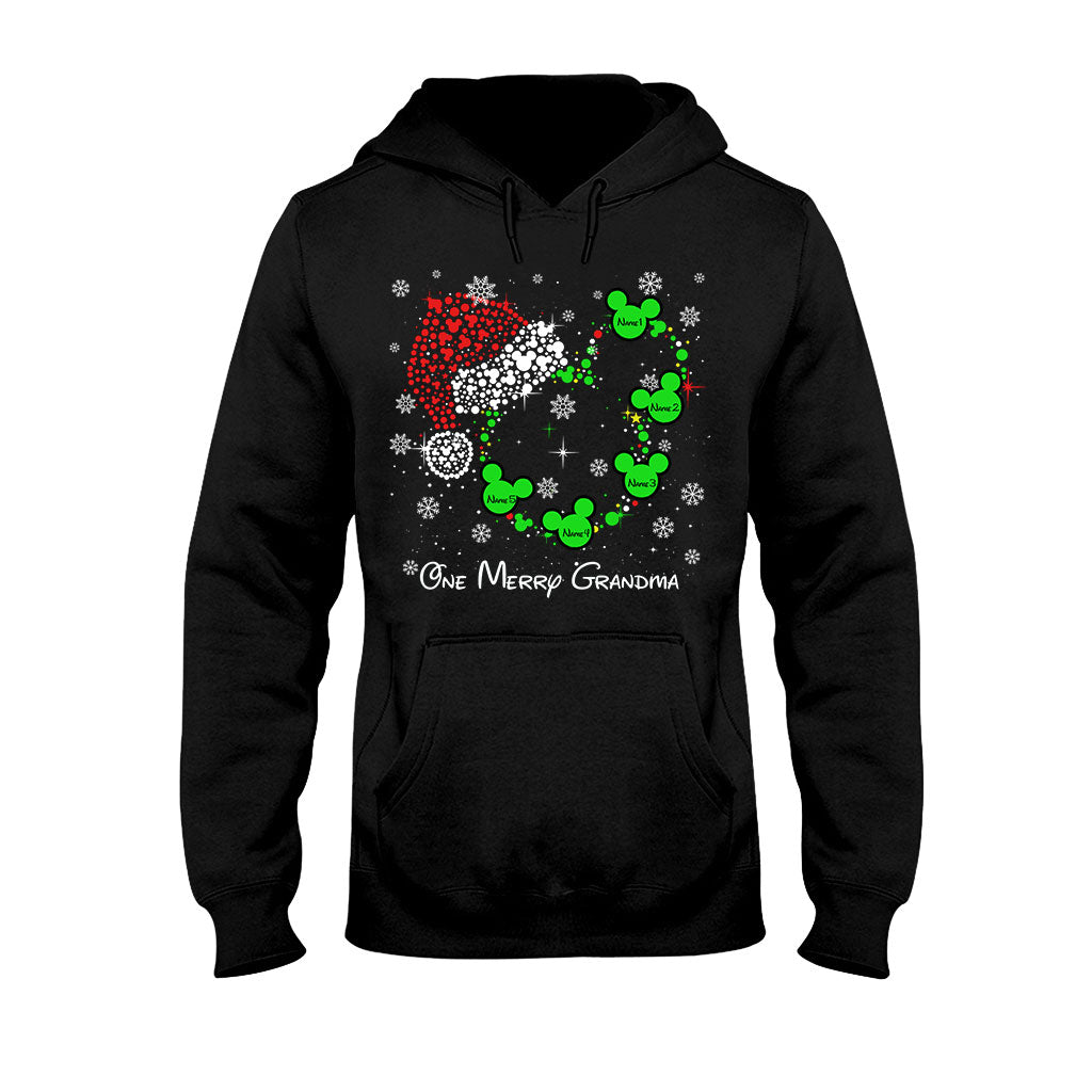 One Merry Grandma - Personalized Christmas Grandma T-shirt and Hoodie