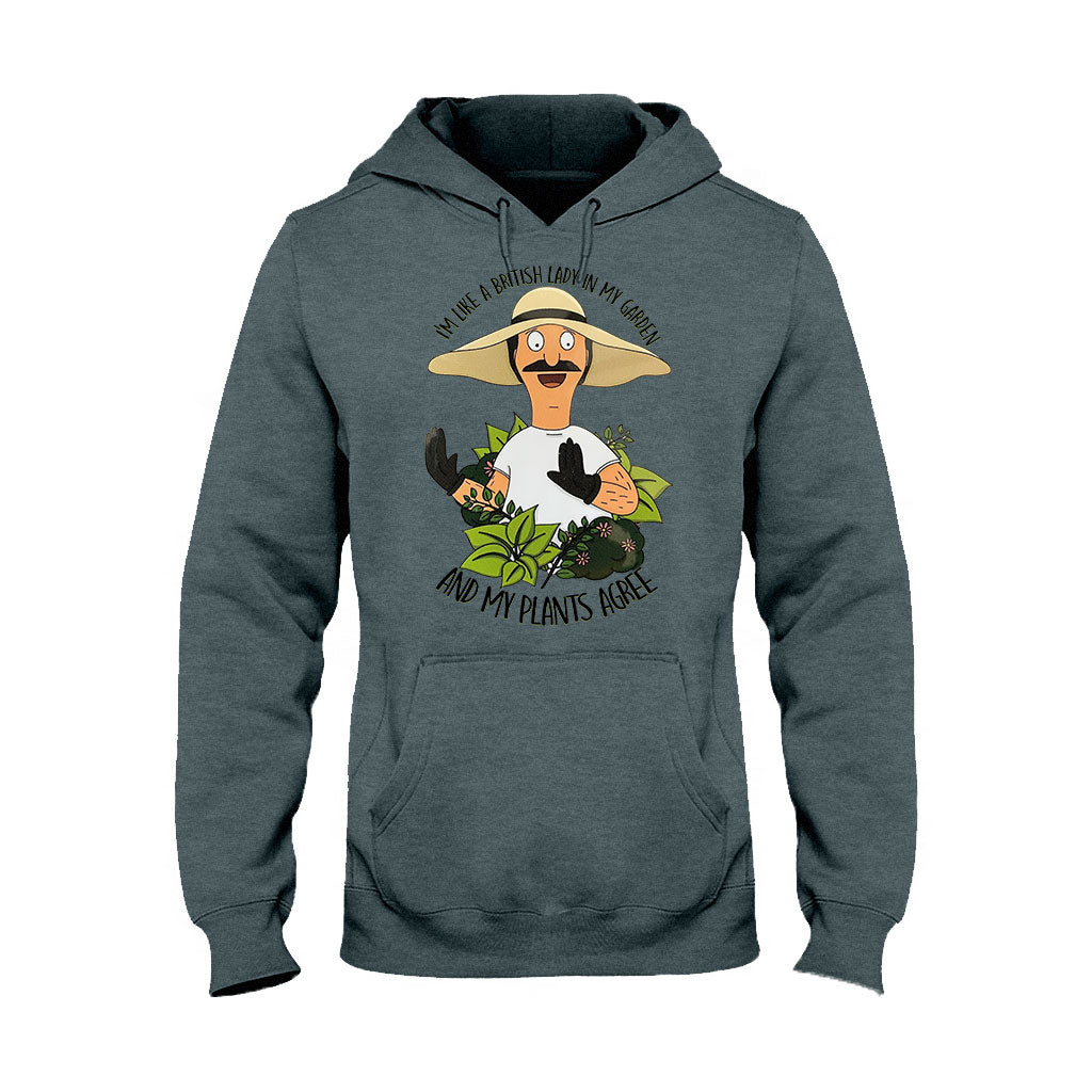 British Lady in Garden T-shirt and Hoodie