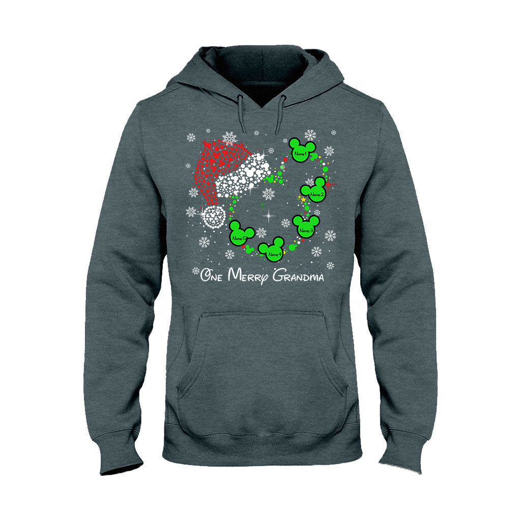 One Merry Grandma - Personalized Christmas Grandma T-shirt and Hoodie