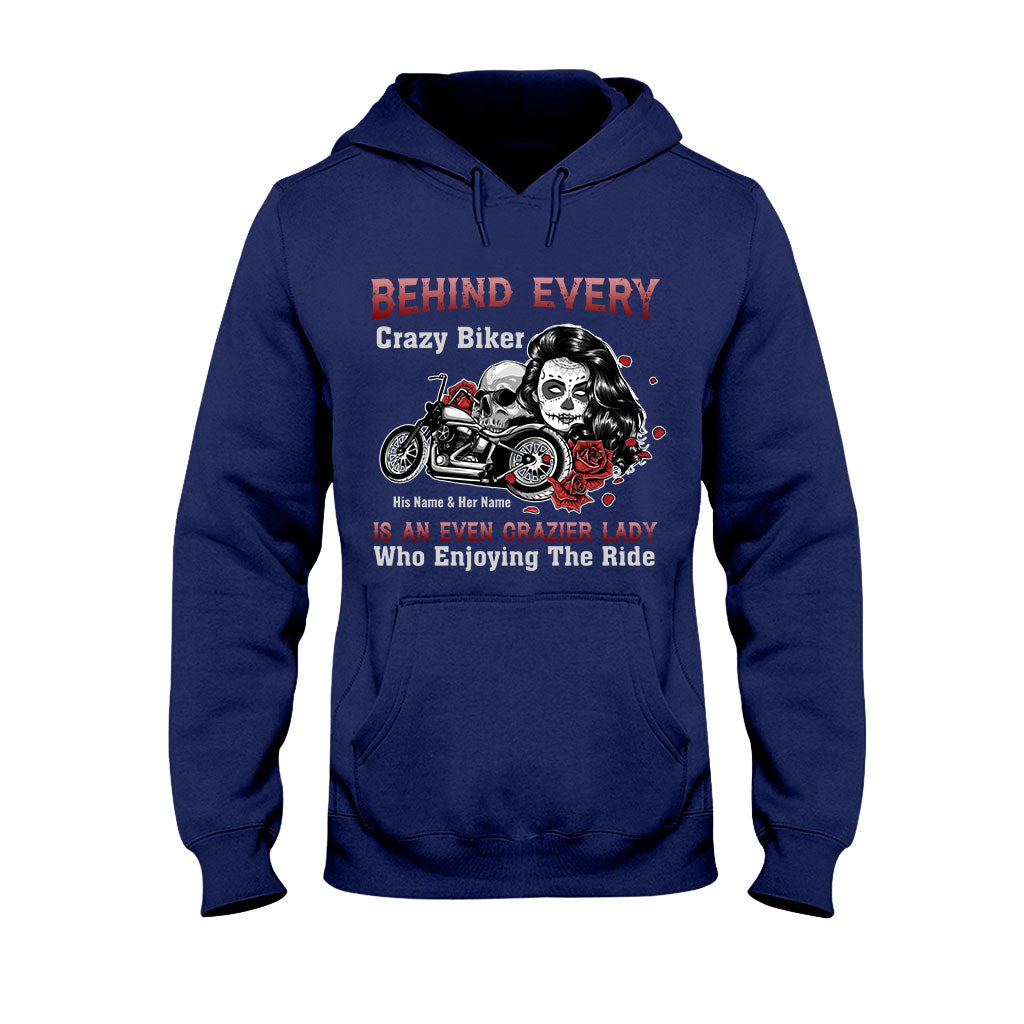 Behind Every Crazy Biker Motorcycle Couple - Personalized T-shirt and Hoodie