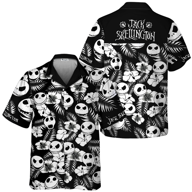 Black White Floral Nightmare Hawaiian Shirt 0523