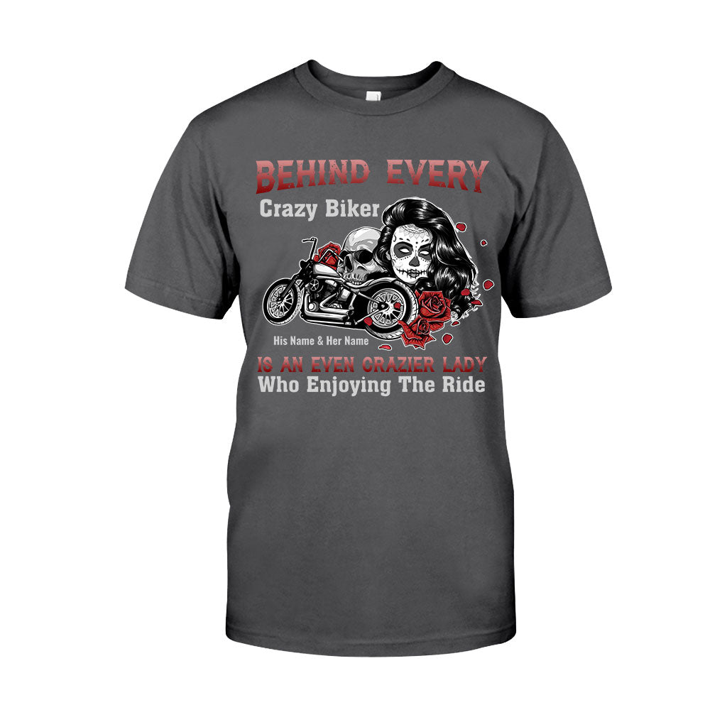 Behind Every Crazy Biker Motorcycle Couple - Personalized T-shirt and Hoodie