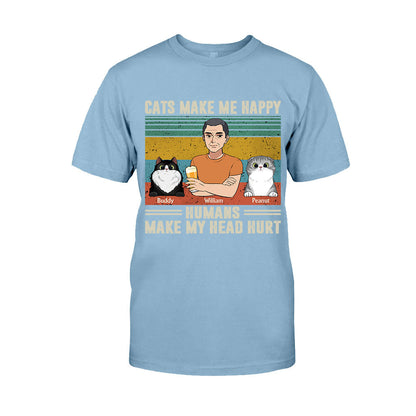 Cats Make Me Happy - Personalized Father's Day T-shirt and Hoodie