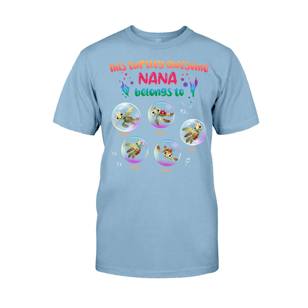 Turtley Awesome Nana - Personalized Grandma T-shirt and Hoodie