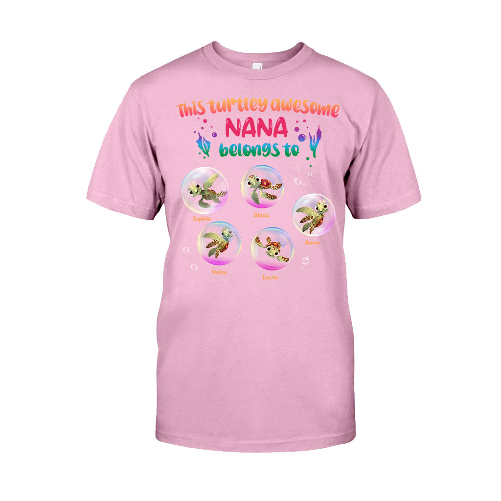 Turtley Awesome Nana - Personalized Grandma T-shirt and Hoodie