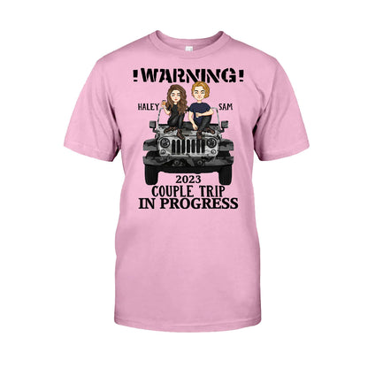 Warning Couple Trip - Personalized Couple Car T-shirt and Hoodie