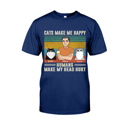 Cats Make Me Happy - Personalized Father's Day T-shirt and Hoodie