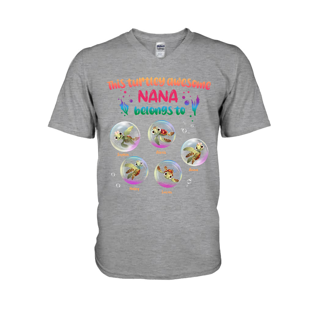 Turtley Awesome Nana - Personalized Grandma T-shirt and Hoodie