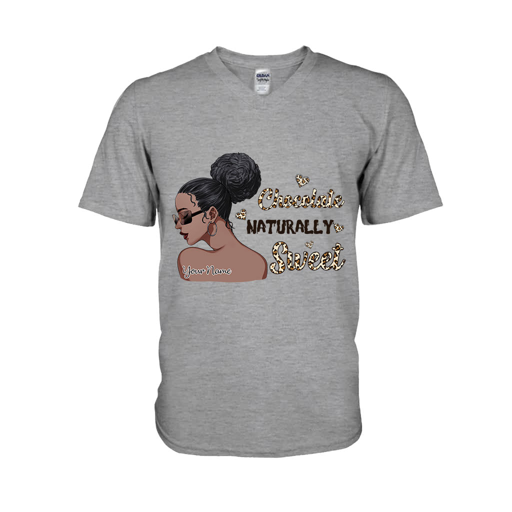 Chocolate Naturally Sweet Afro Girl - Personalized African American T-shirt and Hoodie