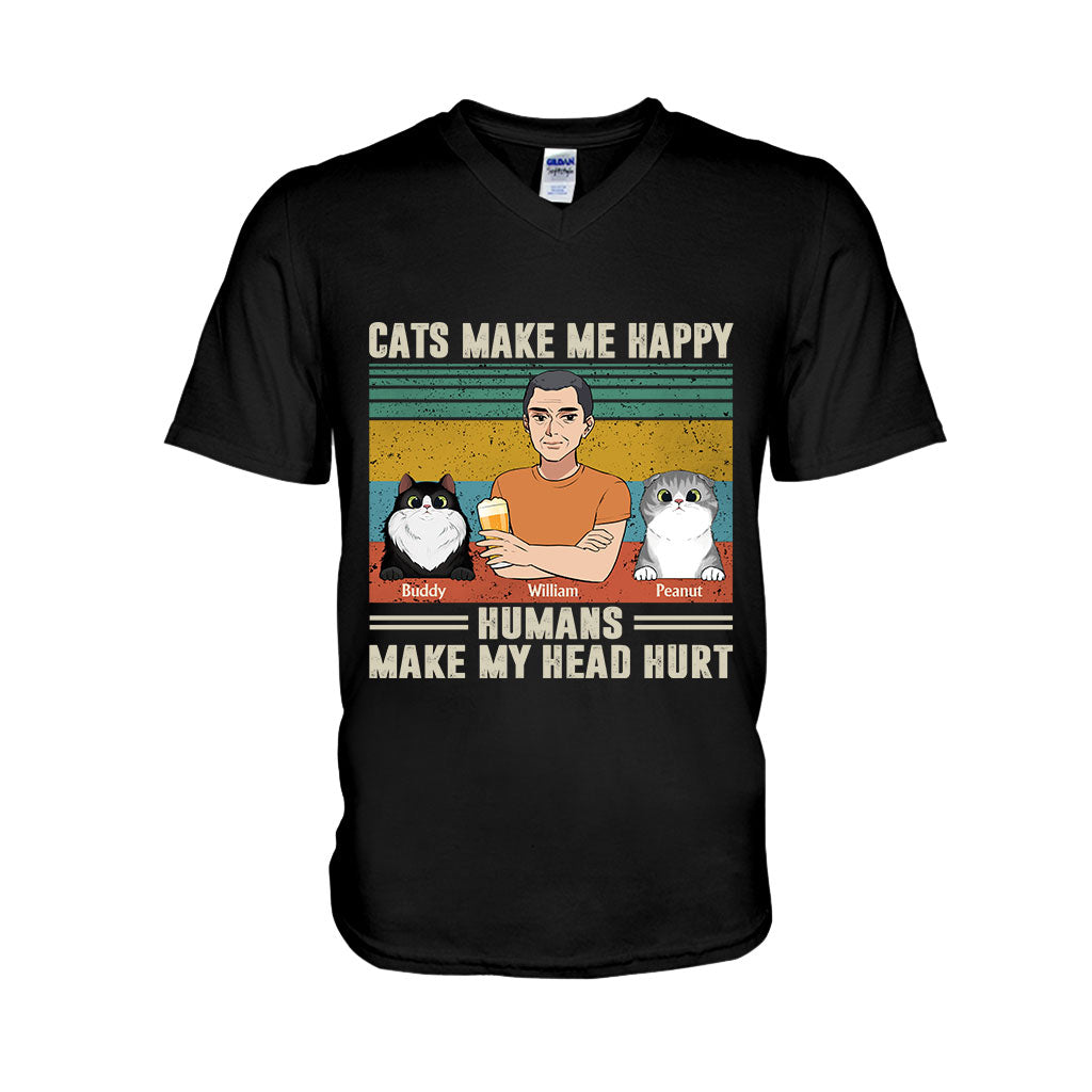 Cats Make Me Happy - Personalized Father's Day T-shirt and Hoodie