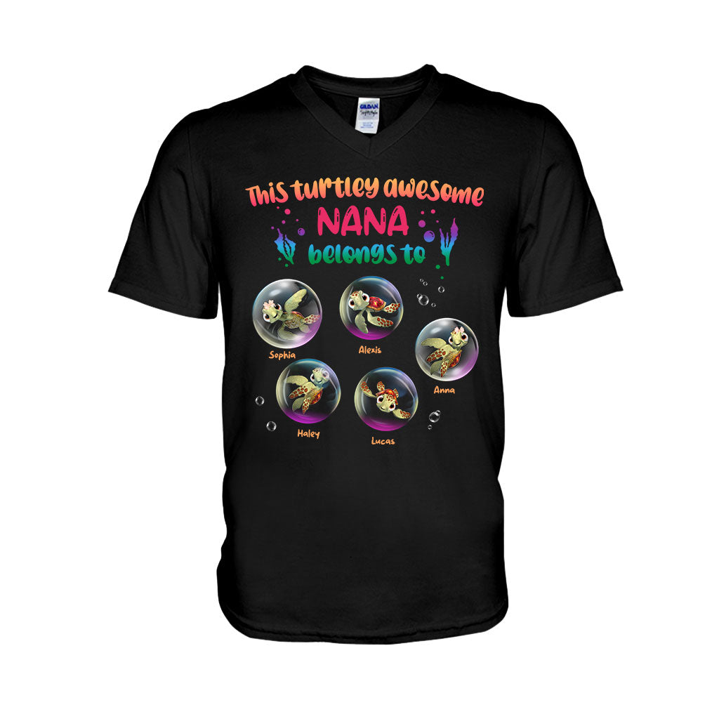 Turtley Awesome Nana - Personalized Grandma T-shirt and Hoodie