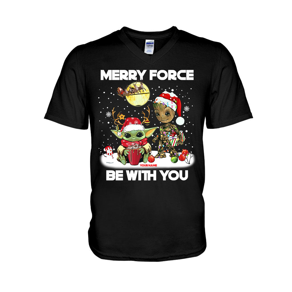 Merry Force Be With You - Personalized Christmas The Force T-shirt and Hoodie