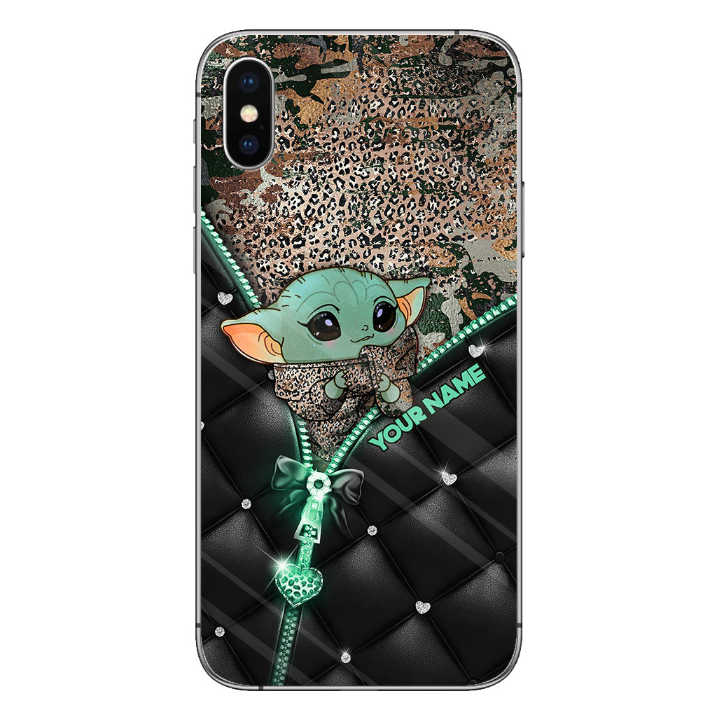 Too Cute I Am - Personalized The Force Phone Case With Leather Pattern Print