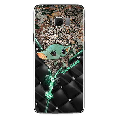 Too Cute I Am - Personalized The Force Phone Case With Leather Pattern Print