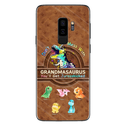 Don't Mess With Grandmasaurus - Personalized Mother's Day Phone Case With Leather Pattern Print