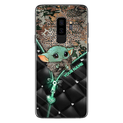 Too Cute I Am - Personalized The Force Phone Case With Leather Pattern Print