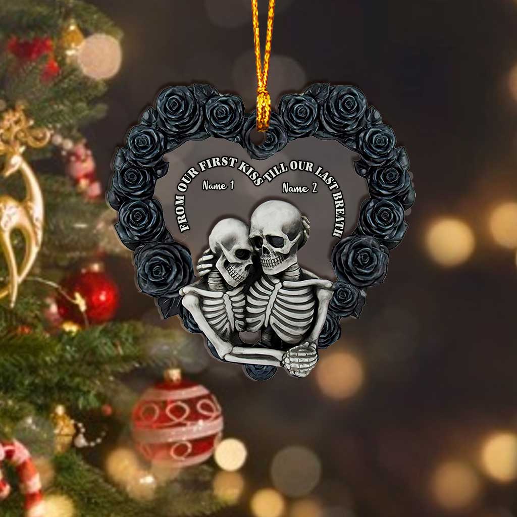 Till Our Last Breath - Personalized Christmas Skull Layers Mix Ornament